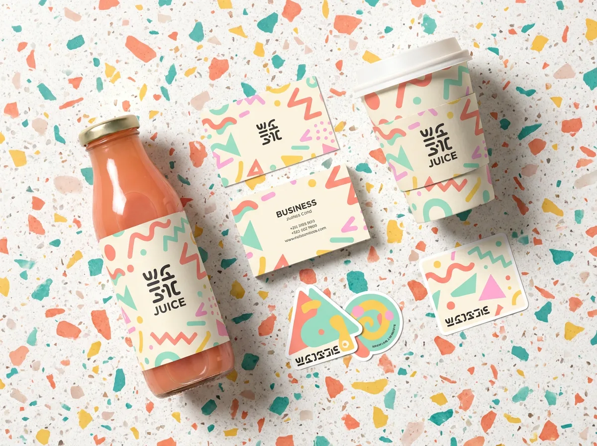 果汁品牌 FIZZ POP 的孟菲斯風格包裝與品牌識別設計