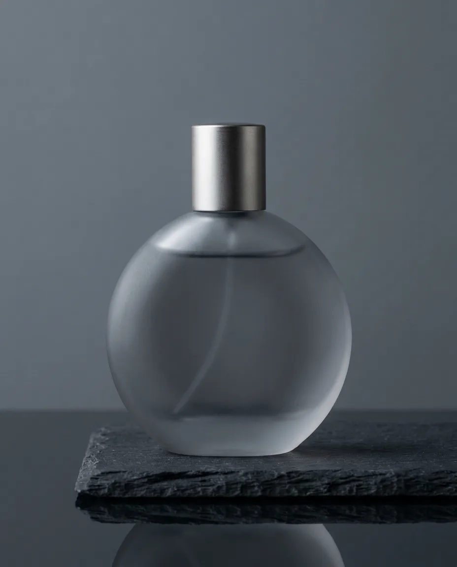 灰燼 Ember Grey 淡香精,煙灰色磨砂玻璃瓶與拉絲金屬瓶蓋